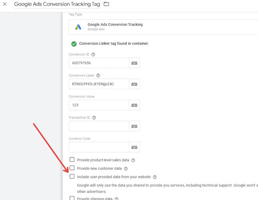 screenshot that shows steps in setting up enhanced conversions in google tag manager