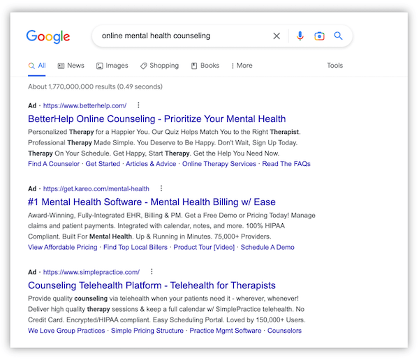 Реклама в Google для онлайн-консультаций по психическому здоровью