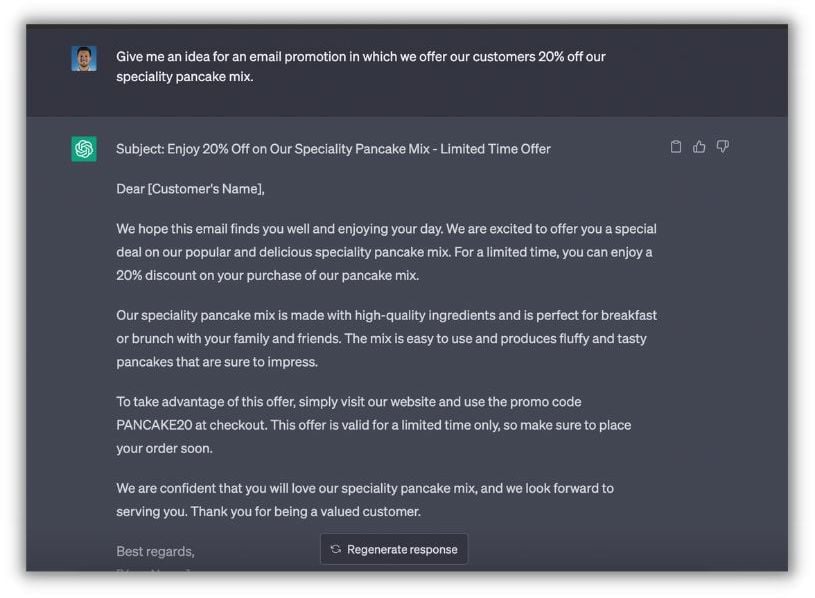 chatgpt prompt for email promotion