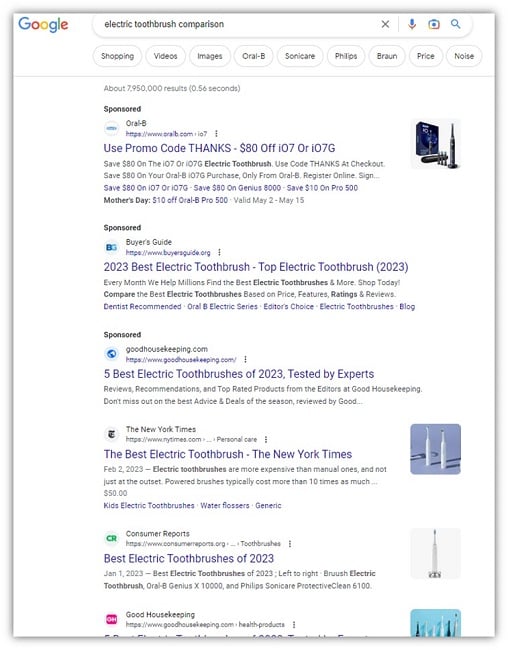 google ads benchmarks - search ads example