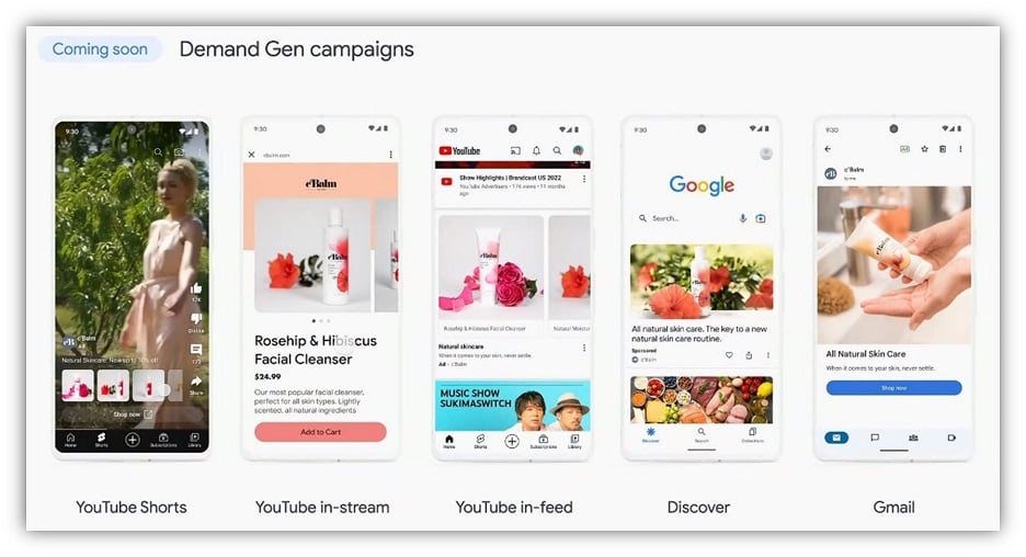 google marketing live - example of demand gen campaign placements
