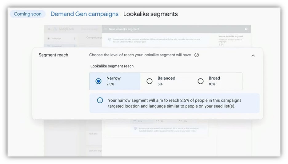 google marketing live updates 2023 - demand gen campaign audience targeting example