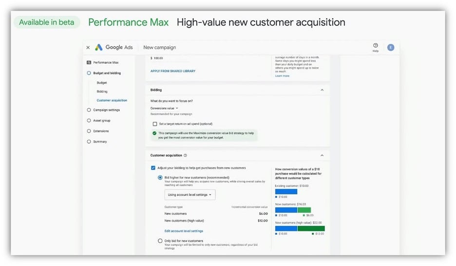 google marketing live - performance max customer acquisition