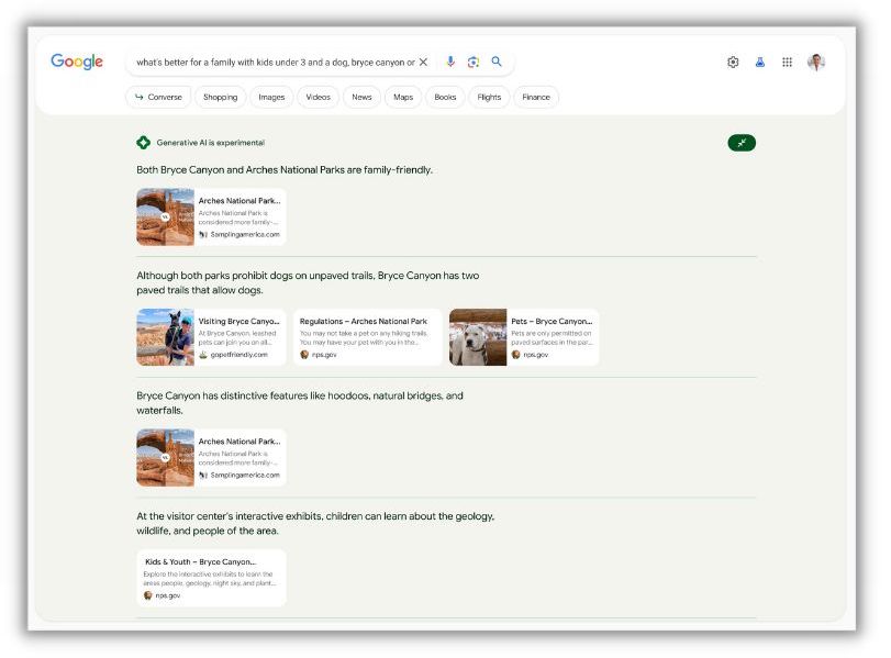 google search generative experience snapshot expanded example