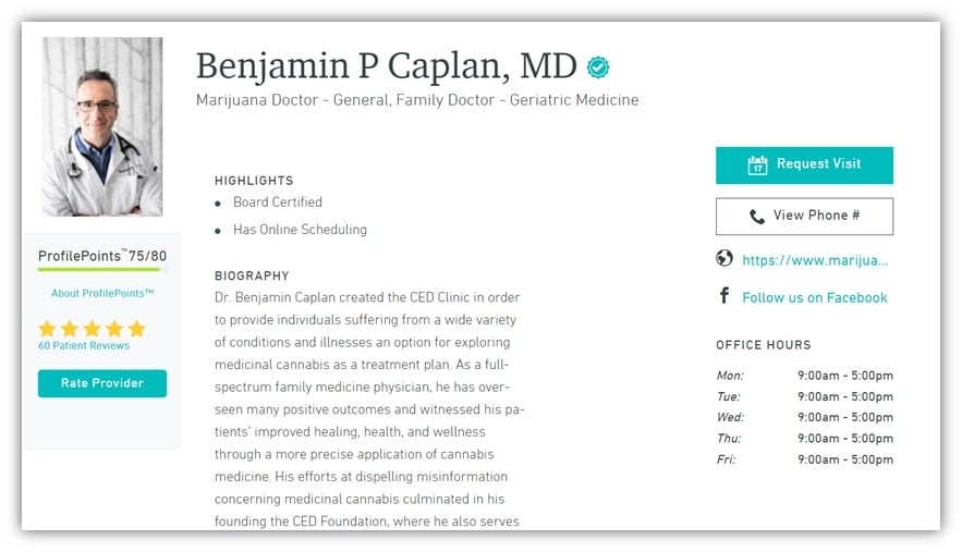 doctor review site - example of unique value proposition in healthcare listing