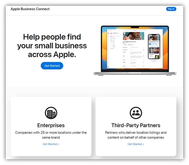 sites d'avis de médecins - exemple de connexion d'entreprise Apple