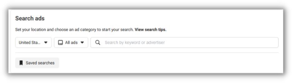 meta facebook ad library search bar screenshot