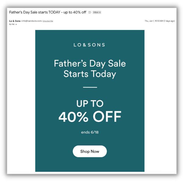 fathers day messages email promotion example