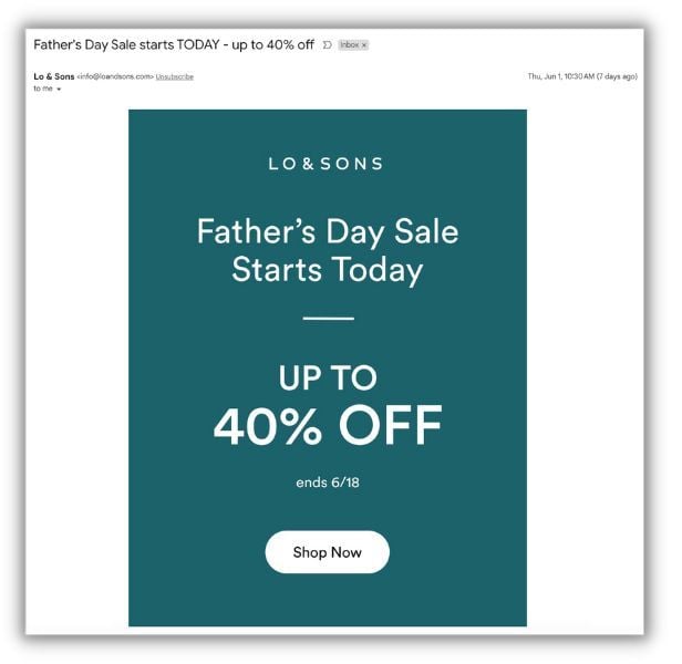 fathers day messages email promotion example