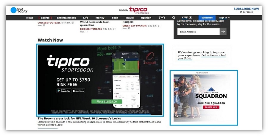 marketing channels - example of display ads on news website