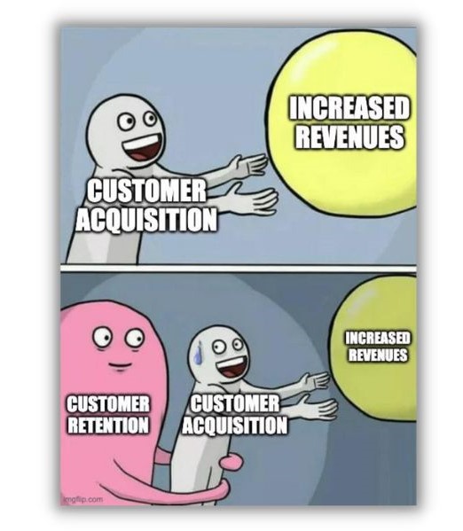 Client retention - meme showing importance of customer retention