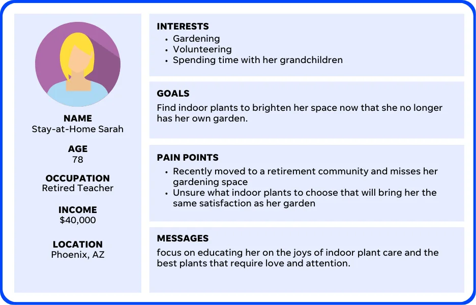 buyer persona example - stay at home sarah