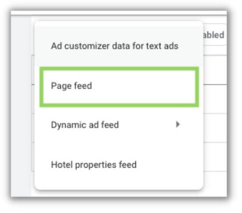 dynamic search ads page feed option