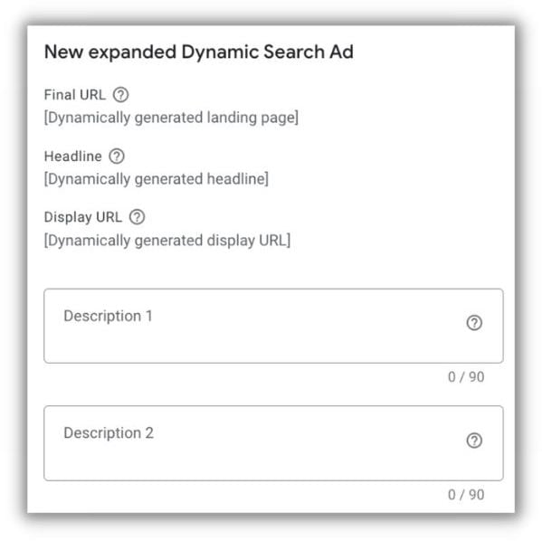 dynamic search ads - expanded DSA option