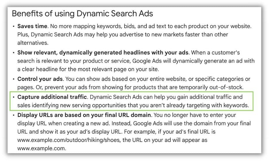 dynamic search ads benefits from google