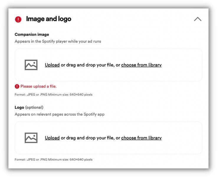 spotify advertising - how to run spotify ads - add image and logo