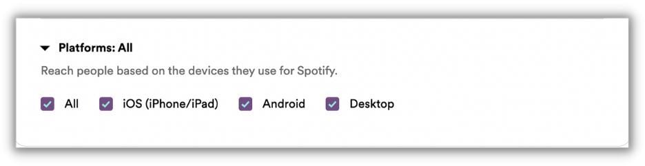 spotify advertising - how to run spotify ads - choose platform for ads
