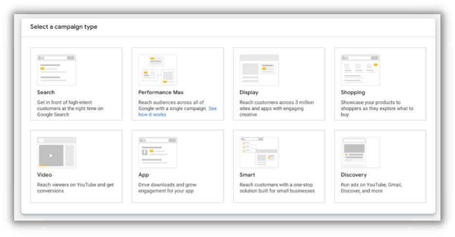 google ads campaign type in set up