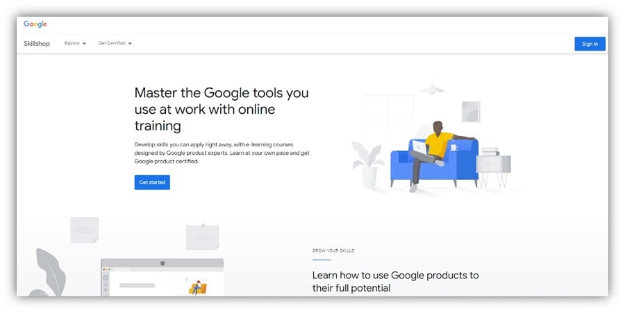 Google SkillShop – скриншот домашней страницы SkillShop