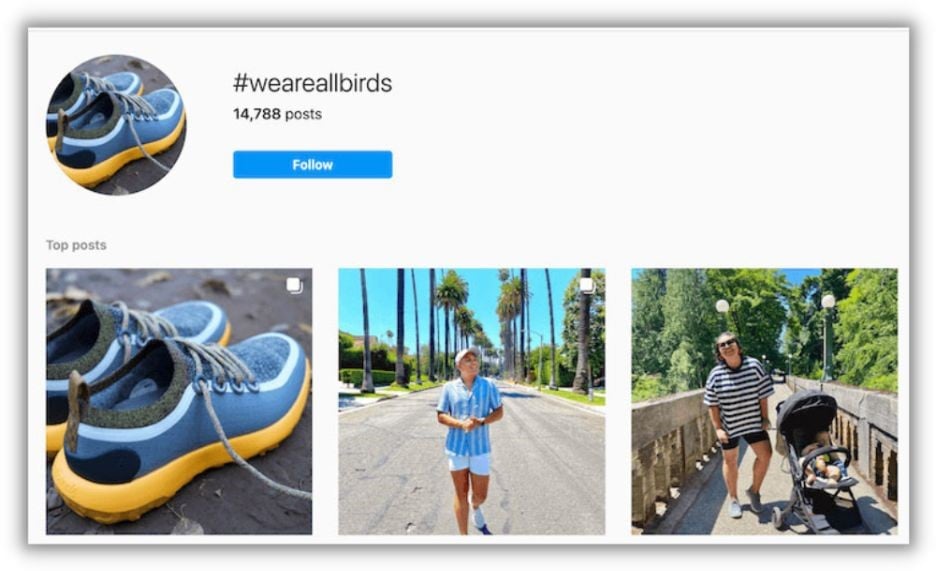 Instagram hashtags - Allbirds instagram post