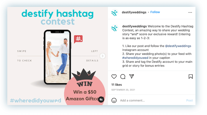 Instagram hashtags - Instagram giveaway post