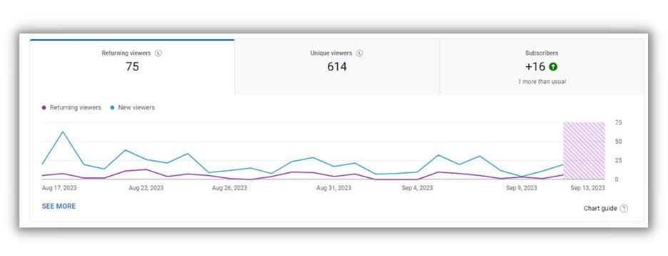 YouTube algorithm - YouTube analytics graph