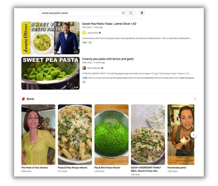 YouTube algorithm - YouTube results for word pesto