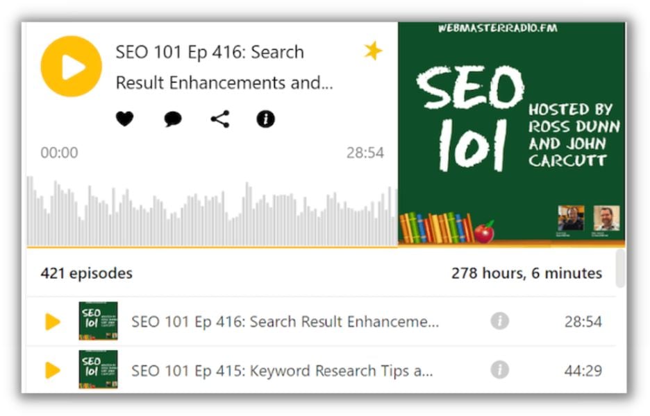 Content creator - screenshot of podcaster SEO 101