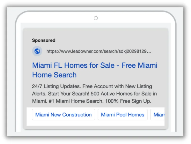 Реклама Google для недвижимости – пример рекламных объектов