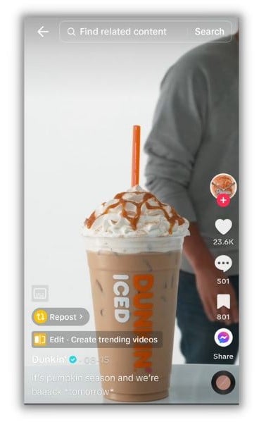 How often to post on TikTok - TikTok from Dunkin donuts.