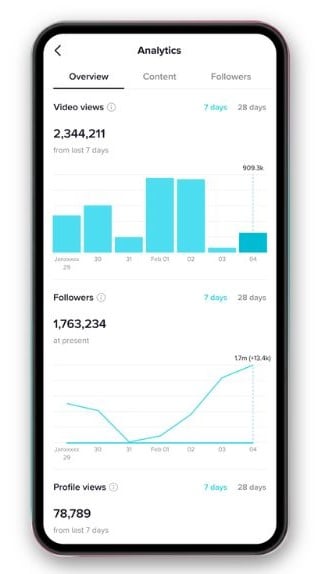 How often to post on TikTok - screenshot of TikTok analytics