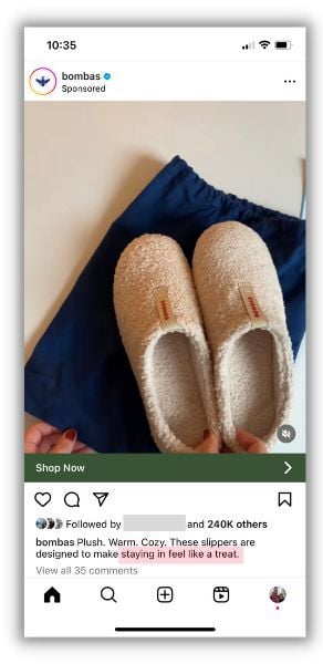 personality marketing - low levels of extraversion example in instagram ad from bombas