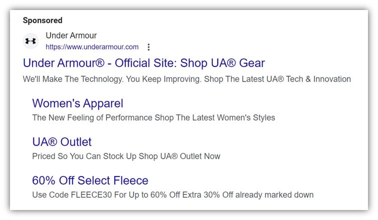 brand messaging - example of brand messaging on search