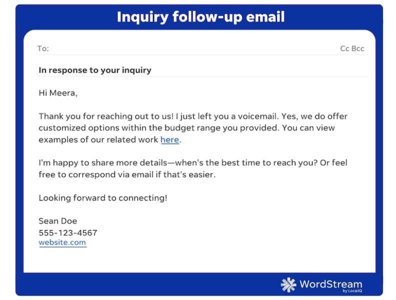 lead nurturing - follow up email
