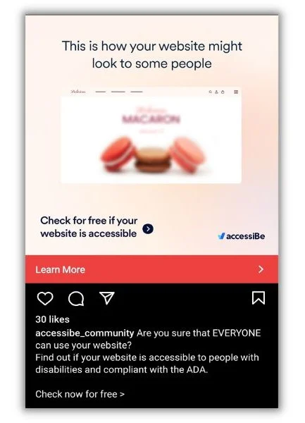 Реферальный трафик – сообщение в Instagram от Accessible Community 