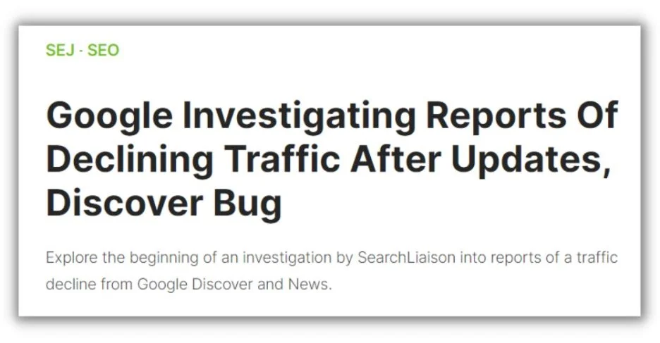 Referral traffic - Headline from search engine journal about Google volitility