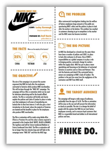creative brief example from nike