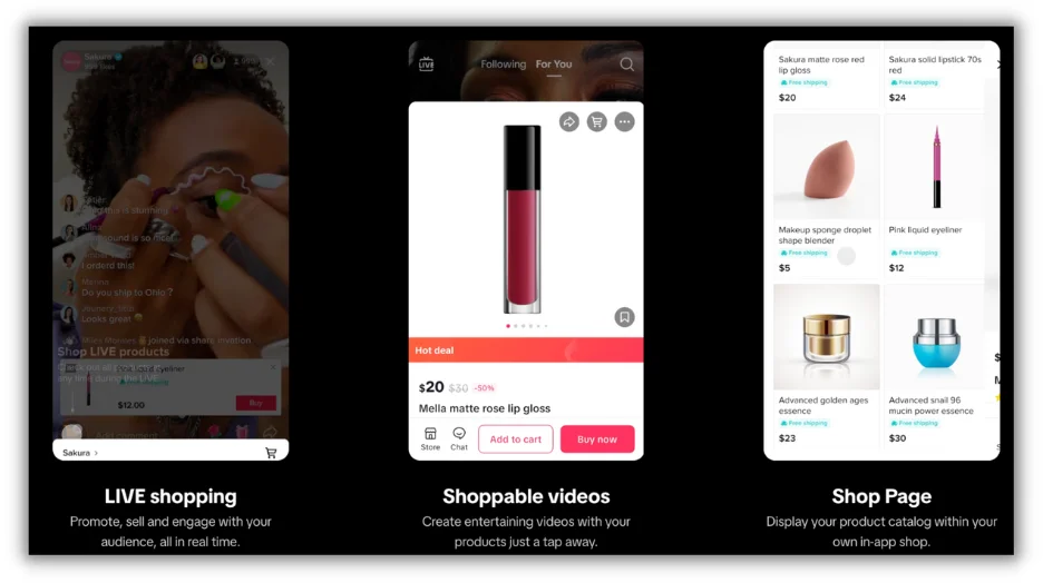 tiktok vs youtube - tiktok pros - shopping ads examples