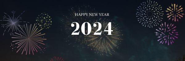 happy new year wishes and greetings - email banner with fireworks
