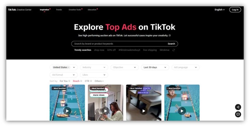 tiktok trend discovery - top tiktok ads example
