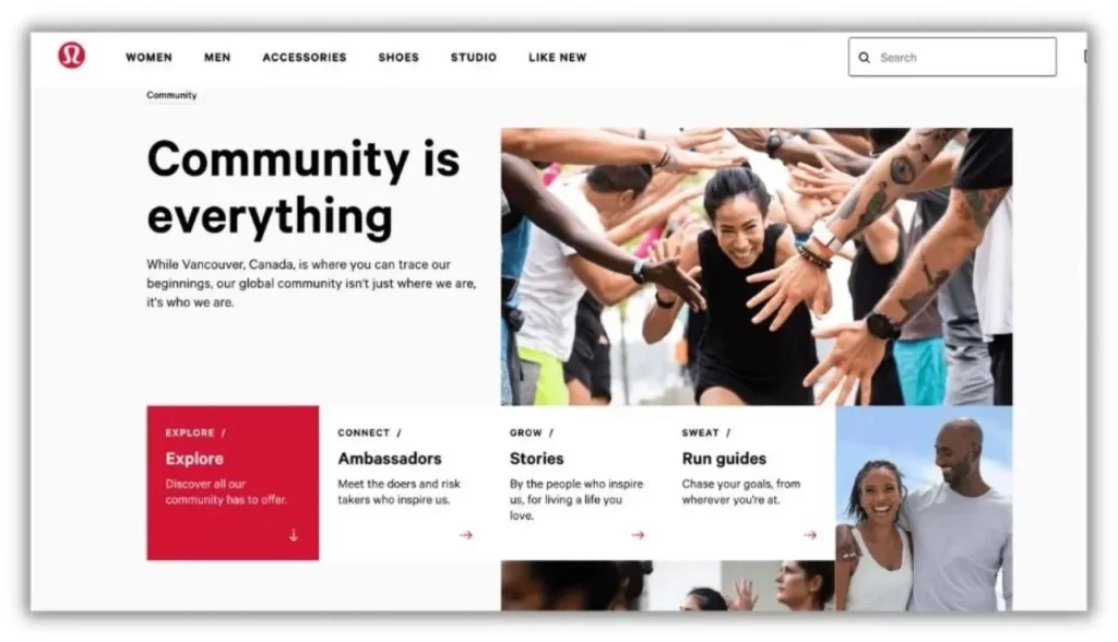 Content marketing trends - Lulu Lemon's community page