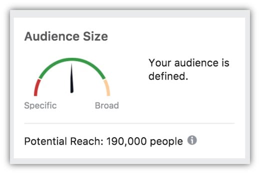 facebook ads trends - audience size indicator