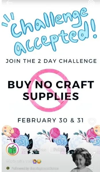 February marketing ideas - Instagram post using february challenge hashtag.