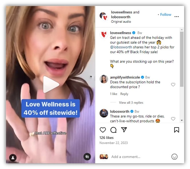video marketing trends - conversational instagram video example