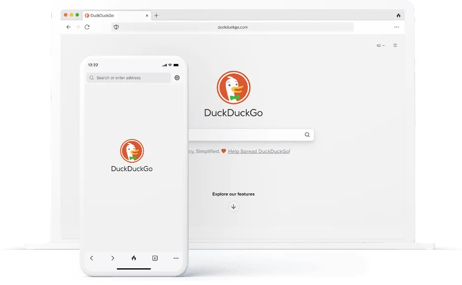 screenshot of duckduckgo on mobile and desktop