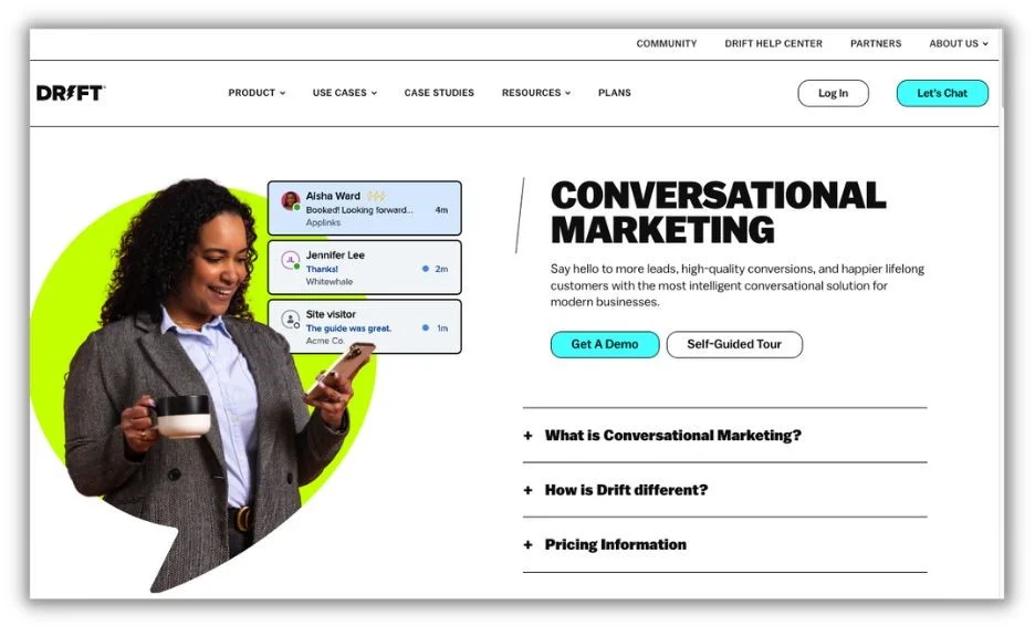 AI tools for marketing agency - Drift home screen.