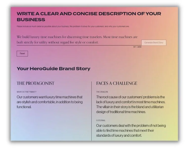 AI copywriting tools - screenshot of HeroGuide output