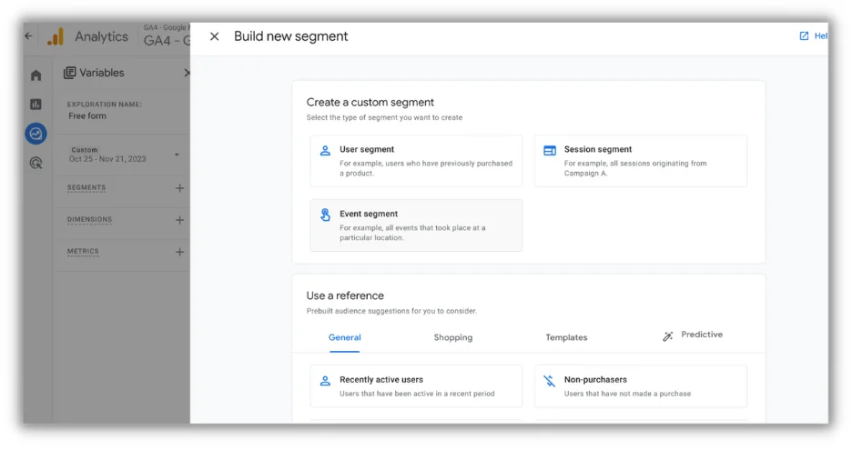 build new segment in google analytics 4