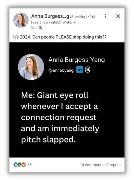 Social selling - LinkedIn post about rude salespeople.
