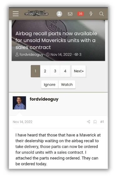 Social selling - A helpful post in the Maverick Truck Club
